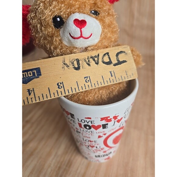 Valentines Day Plush In A Latte Mug LOVE HEARTS CERAMIC -SMALL PLUSH BEAR - Picture 11 of 13